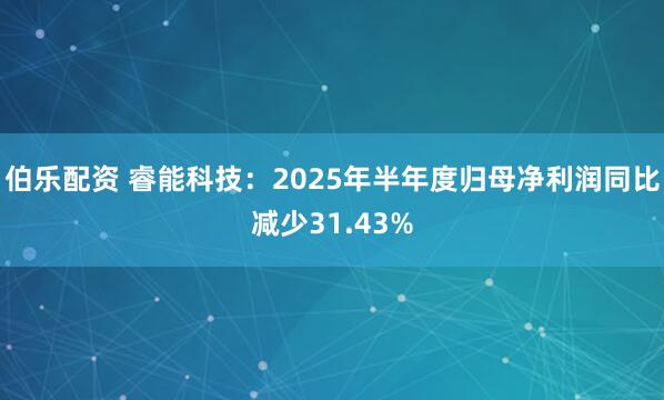 伯乐配资 睿能科技：2025年半年度归母净利润同比减少31.43%